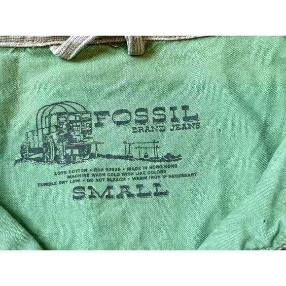 Fossil Brand Jeans Corduroy Full Zip Trucker Jacket With Green Liner Small VTG - Picture 3 of 12